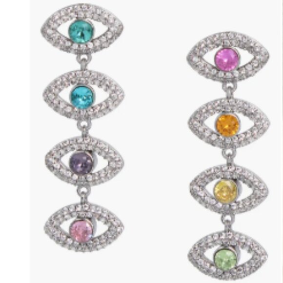 Kurt Geiger Jewelry - KURT GEIGER LONDON Crystal & CZ Evil Eye Linear Drop Earrings